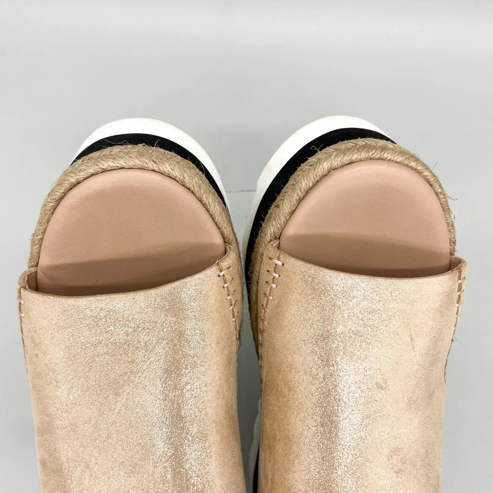 Free People Santorini Espadrille Rose Gold Metallic Suede Platform Sandals 7.5